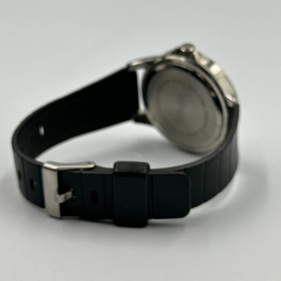 3/$30 Massini Watch Women Silver Tone Round Case Black Silicone Band 9" - Picture 9 of 15
